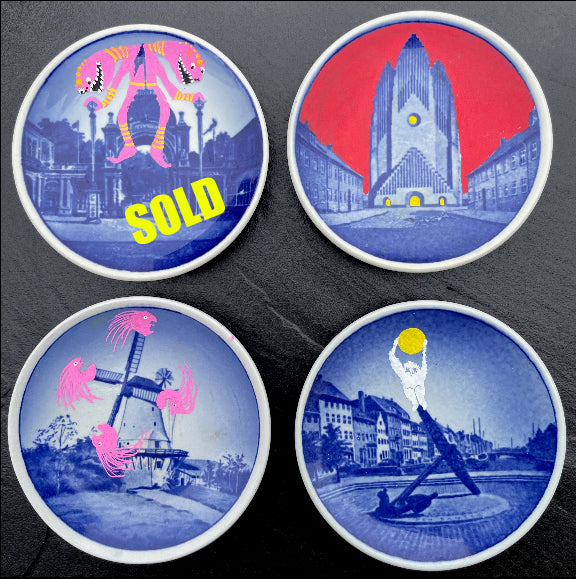 Hand-Painted Vintage Danish Souvenir Plates - One-Of-A-Kind - Brad Mossman