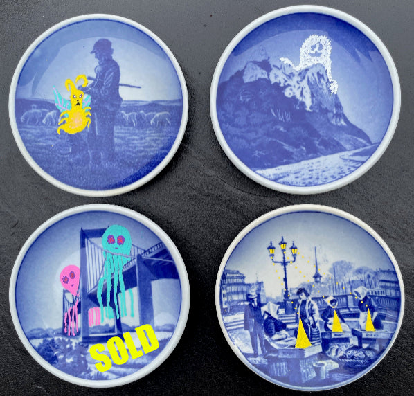 Hand-Painted Vintage Danish Souvenir Plates - One-Of-A-Kind - Brad Mossman