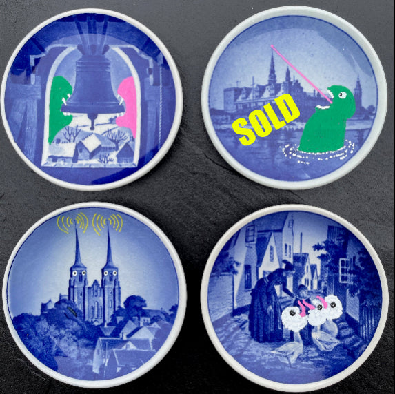 Hand-Painted Vintage Danish Souvenir Plates - One-Of-A-Kind - Brad Mossman